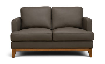 Calen Leather Loveseat - Slate Brown