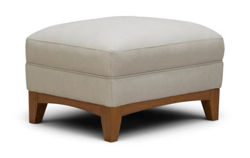 Calen Leather Ottoman - Maestro Moonbeam
