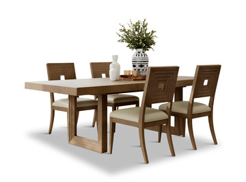 Sky Parlor Trestle Table With 4 Side Chairs