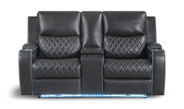 Jewels Power Reclining Loveseat With Console - Charcoal