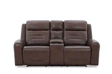 Rhonda Leather Power Reclining Loveseat With Console
