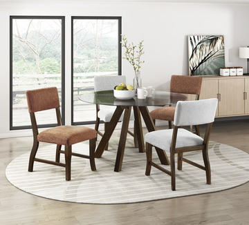 Marilyn Dining Table With 2 Grey Chairs And 2 Rust Chairs