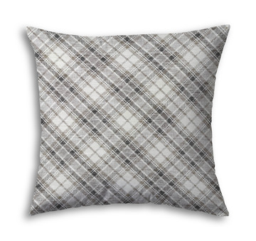 Se3 Plaid Washable 22″ Pillow - Putty