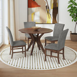 Gilda Round Dining Table With 4 Grey Chairs thumbnail 2