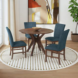 Gilda Round Dining Table With 4 Blue Chairs thumbnail 2
