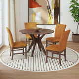 Gilda Round Dining Table With 4 Orange Chairs thumbnail 2