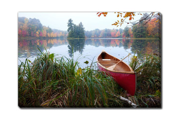 Red Wood Canoe Canvas Art