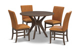 Gilda Round Dining Table With 4 Orange Chairs thumbnail 1