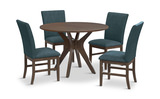 Gilda Round Dining Table With 4 Blue Chairs thumbnail 1