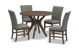 Gilda Round Dining Table With 4 Grey Chairs thumbnail 1