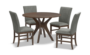 Gilda Round Dining Table With 4 Grey Chairs