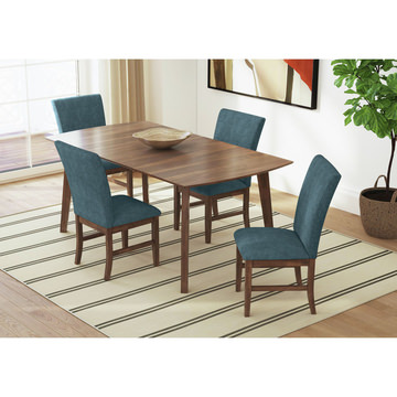 Gilda Dining Table With 4 Blue Chairs