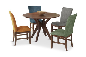 Gilda Round Dining Table With Multiple Color Chairs 
