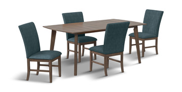 Gilda Dining Table With 4 Blue Chairs