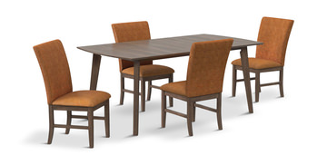 Gilda Dining Table With 4 Orange Chairs