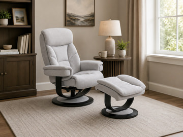 Harvey Recliner And Ottoman - Fog