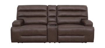Remington Leather Power Sofa With Console