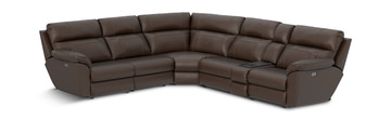 Armored 6 Piece Modular Sectional With 3 Power Recliners With Fridge Console