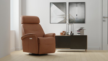 Rome Large Leather Swivel Rocker Recliner
