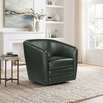 Edith Forest Green Swivel Chair-Forest Green