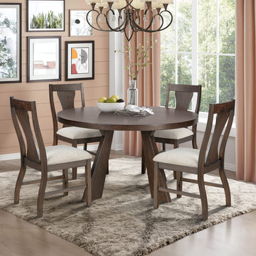 Nutmeg Round Dining Table With 4 Upholstered Chairs