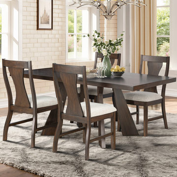 Nutmeg Dining Table With 4 Upholstered Chairs
