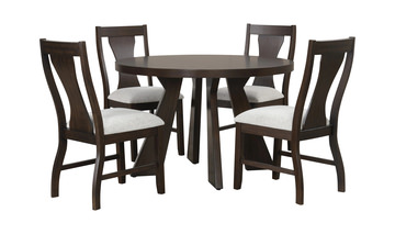 Nutmeg Round Dining Table With 4 Upholstered Chairs