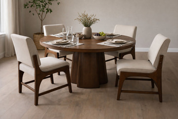 Mori 60″ Dining Table With 4 Upholstered Chairs