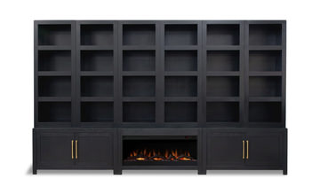 Harbor Clove Modular Library Wall With Fireplace