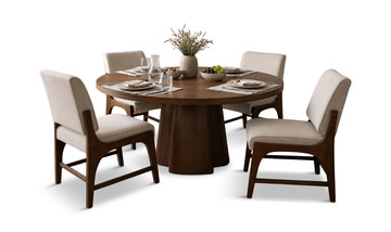 Mori 60″ Round  Dining Table With 4 Chairs