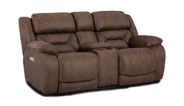 Carver Power Loveseat With Console - Walnut