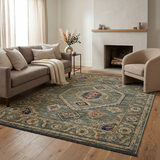 Legacy Medallion Emerald/Sky Area Rug - 7′10″ X 10′10″ thumbnail 2