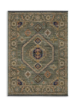Legacy Medallion Emerald/Sky Area Rug - 7′10″ X 10′10″