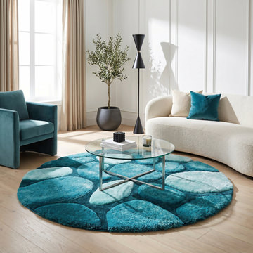 Mateos Emerald Green Shag Area Rug - 7′0″ Round