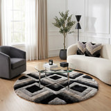 Mateos Grey/Black/Light Grey - 7′0″ Round Area Rug thumbnail 2