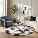 Mateos Shag Grey/White Area Rug - 7′0″ Round thumbnail 2