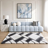 Mateos Shag Grey/White Area Rug - 5′0″ X 7′0″ thumbnail 2