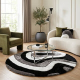 Mateos Grey/White/Blue Area Rug - 7′0″ Round thumbnail 4