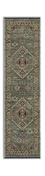 Legacy Medallion Emerald/Sky Area Rug - 2′6″ X 10′0″