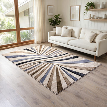 Alexia Beige/Brown/Blue 5′2″ X 7′5″ Area Rug