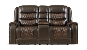 Marquee Leather Power Reclining Loveseat With Console 