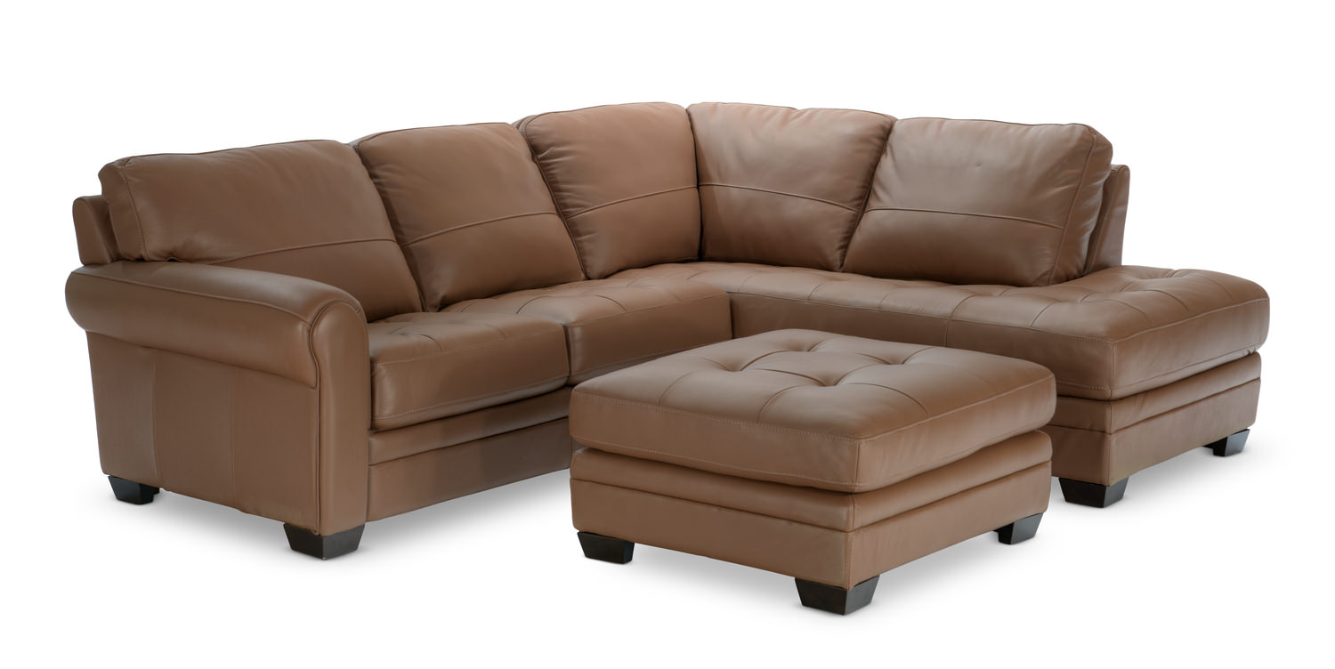 Norman Piece Leather Modular Sectional With Matching Ottoman - norman piece leather modular sectional with matching ottoman -