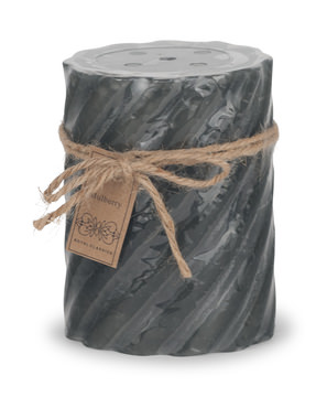 Grey Mulberry Gear Wheel Pillar Candle