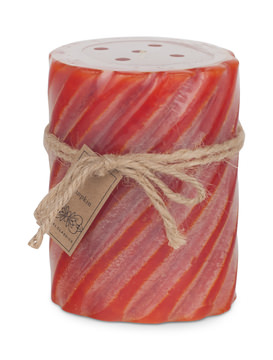 Orange Pumpkin Gear Wheel Pillar Candle - Small