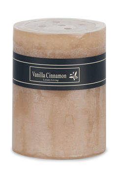 Beige Vanilla Cinnamon Frost Pillar Candle - Small