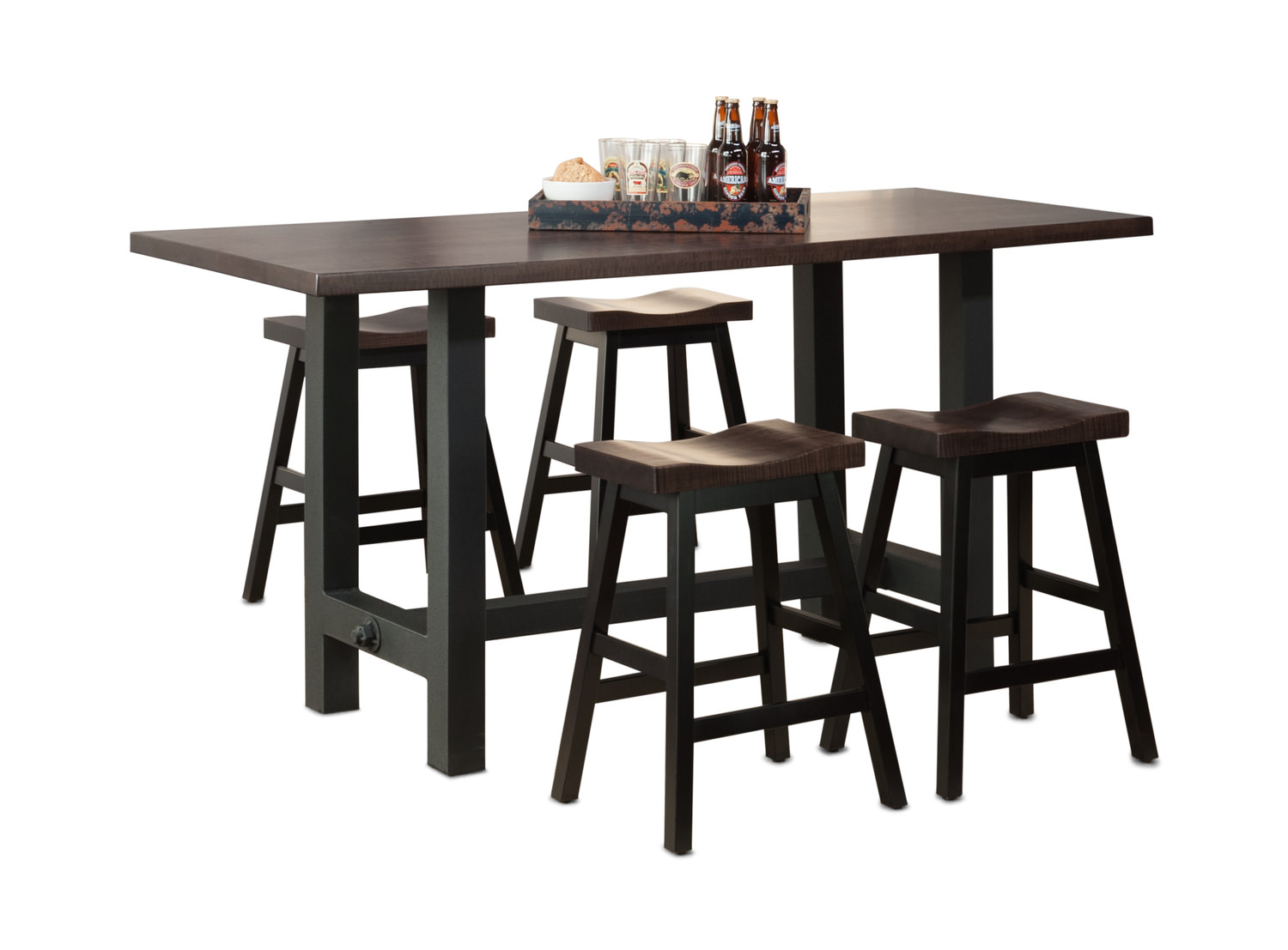 Boulder Creek Pub Table With 4 Saddle Seat Stools Gabberts