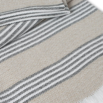 image Sunbrella Throw Blanket - Heather Beige And Black Stripe