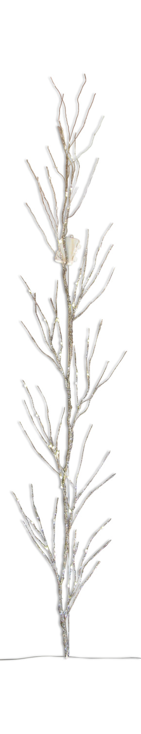 Lit Faux Glittered Twig Wreath & Garland