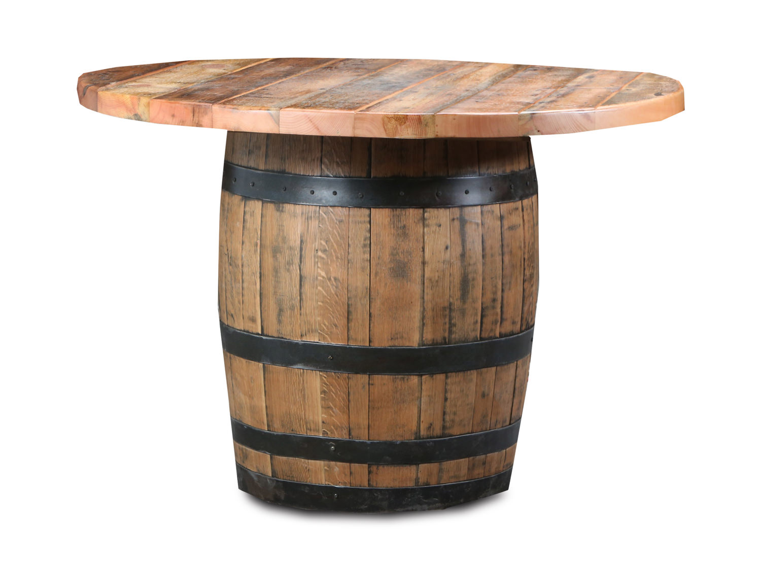 Whiskey barrel table deals top