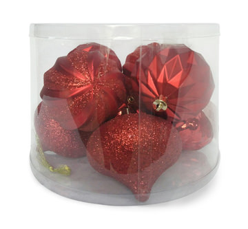 8 Piece Shatterproof Ornament Set - Red